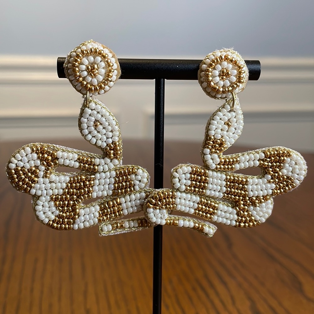 White Snake 🐍 Beaded Earrings
